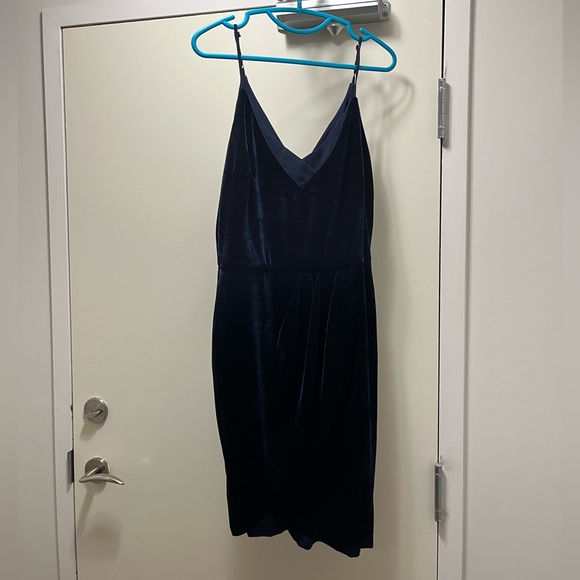 Adelyn Rae Velvet Navy Blue Dress - Picture 1 of 4